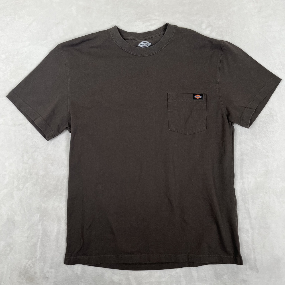 Dickies T-Shirt Mens XL Brown Pocket Workwear Logo Tagless Cotton Crew Tee
